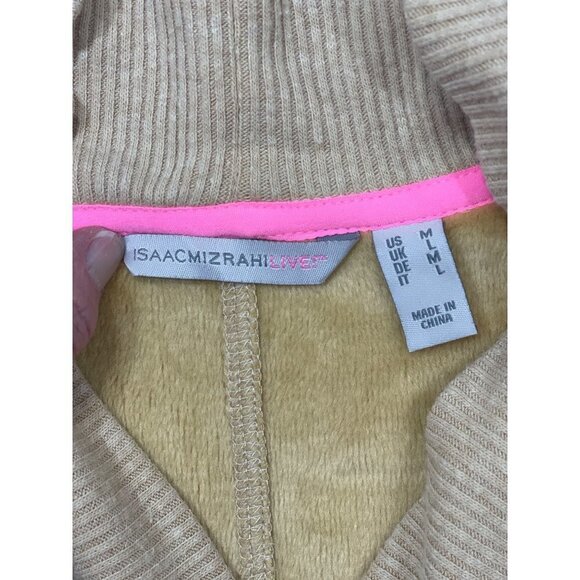 ISAAC MIZRAHI LIVE! Open Cardigan Duster Size Medium Tan Thick Knit Thigh Length - Picture 7 of 16